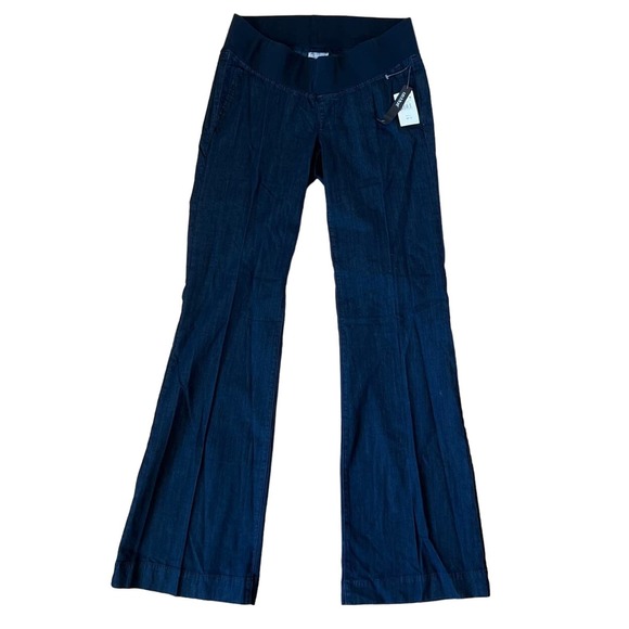 NWT A Pea In The Pod Maternity Redefined Denim Trouser 70's Icon SZ M - Picture 2 of 7